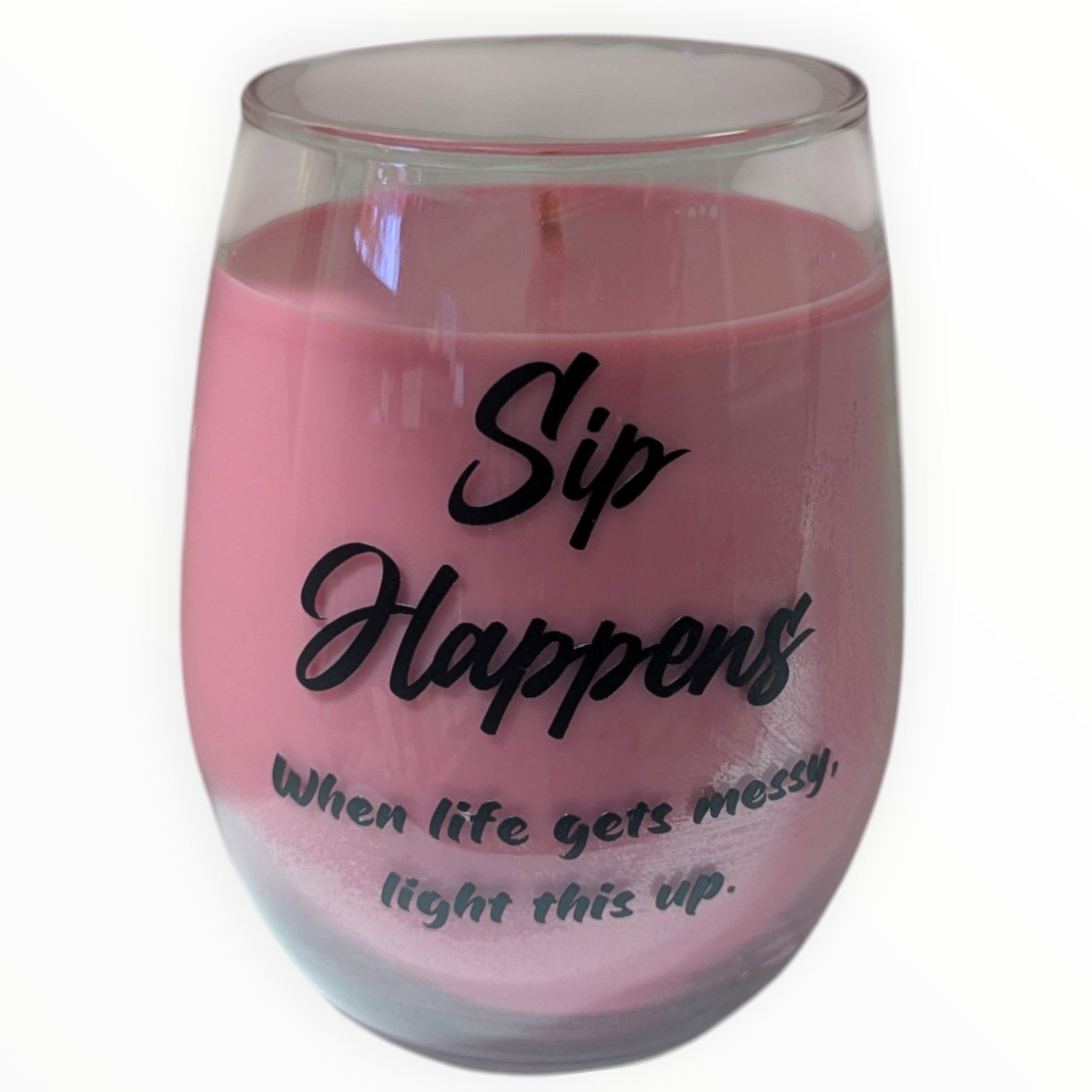 Sip Happens | Handmade Candle in a Wine Glass – Casabela Shoppe